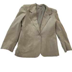 Ultra Suede Woman's S/M  Adolph Schuman Lilli Ann USA Vintage tan/ beige Blazer